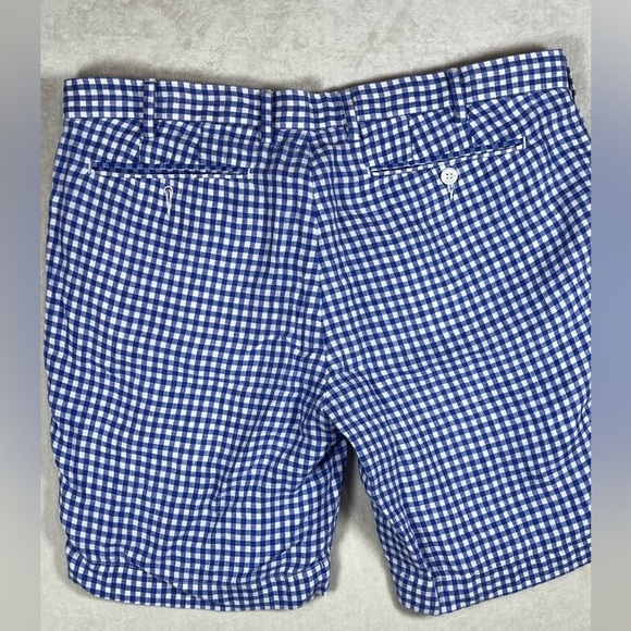 Polo Ralph Lauren 35W 100% Linen Blue Gingham Straight Fit Shorts - Picture 6 of 10